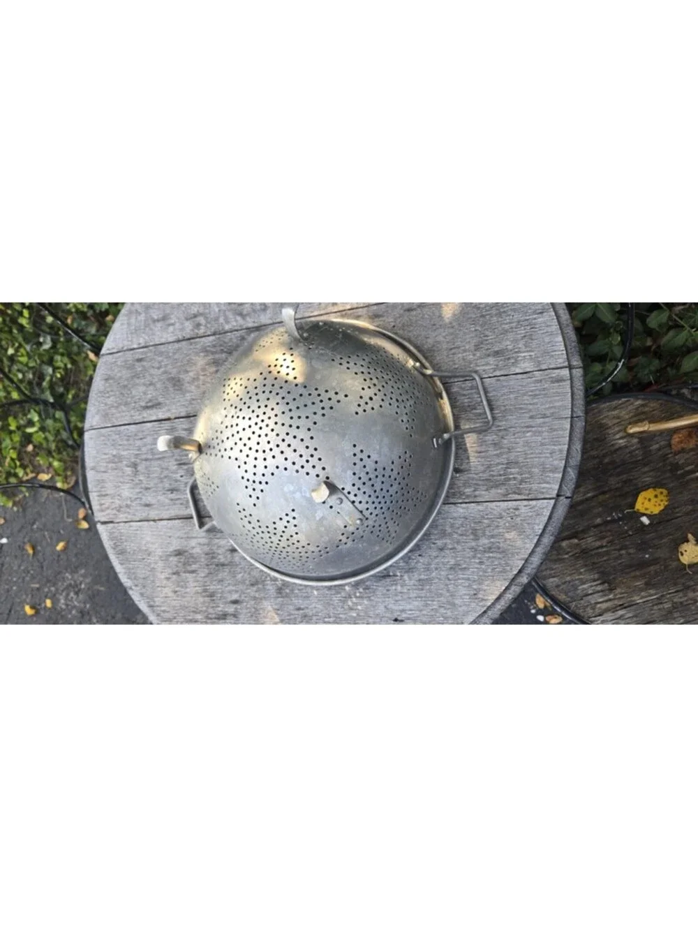 Antique Tin 7 Star Colander 2 Handles Farmhouse 3 Legs 11W”X5